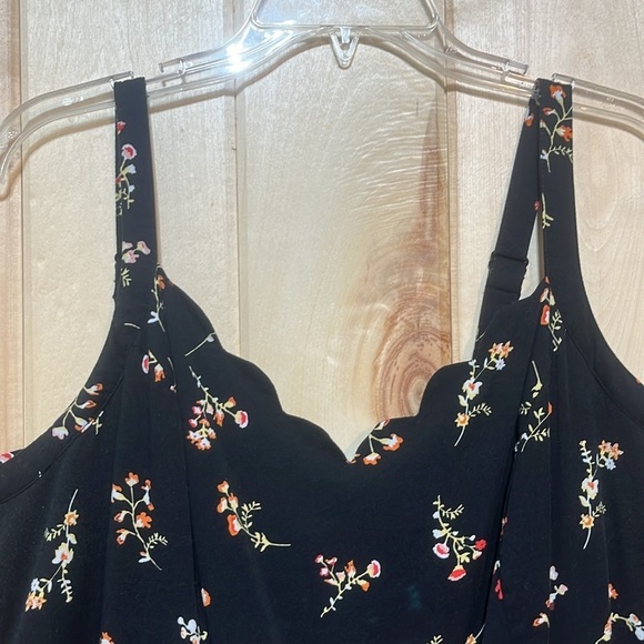 41 Hawthorn Black Floral Scallop Neck Mini Dress Size 2X - Picture 2 of 8